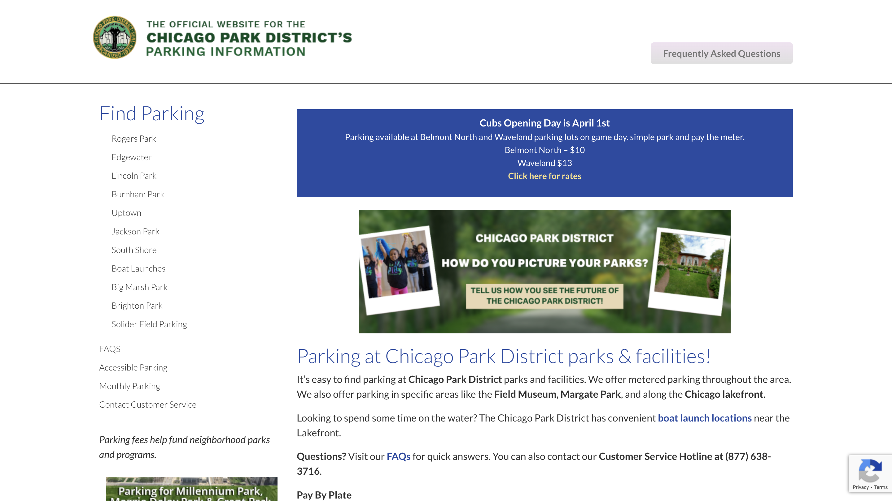 Chicago Park District Parking Guide Screenshot